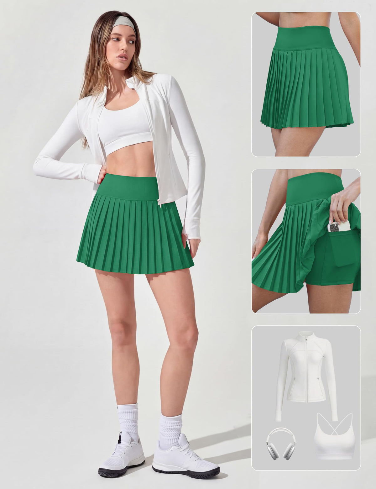Alaroo Pleated Tennis Skirt for Women with Pockets Shorts Skort