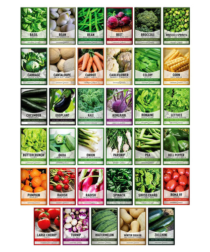 Survival Vegetable Seeds Garden Kit Over 16,000 Seeds Non-GMO and Heirloom, Great for Emergency Bugout Survival Gear 35 Varieties Seeds for Planting Vegetables 35 Free Plant Markers Gardeners Basics