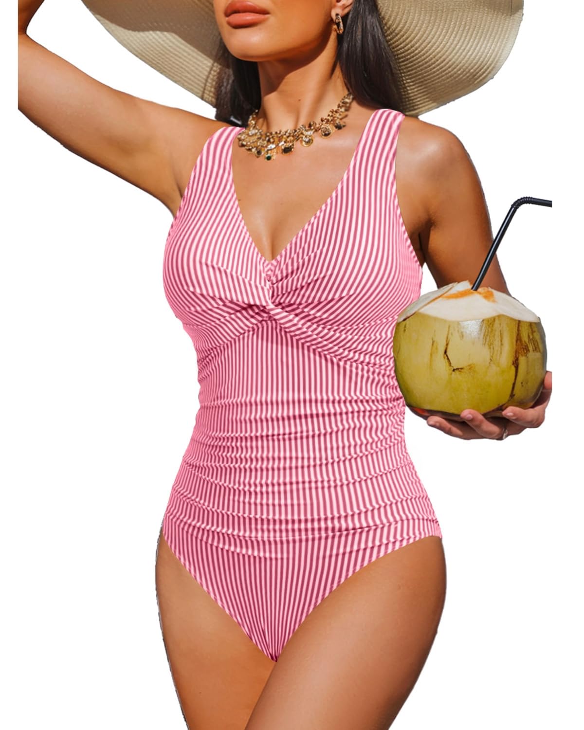 Women's Tummy Control One Piece Swimsuit Push Up Full Coverage Bathing Suit