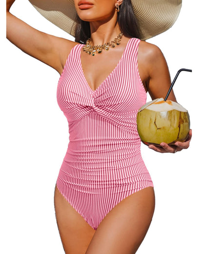 Women's Tummy Control One Piece Swimsuit Push Up Full Coverage Bathing Suit