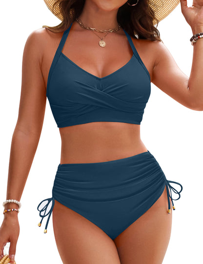 Blooming Jelly Womens High Waisted Bikini Sets Tummy Control Swimsuits 2026