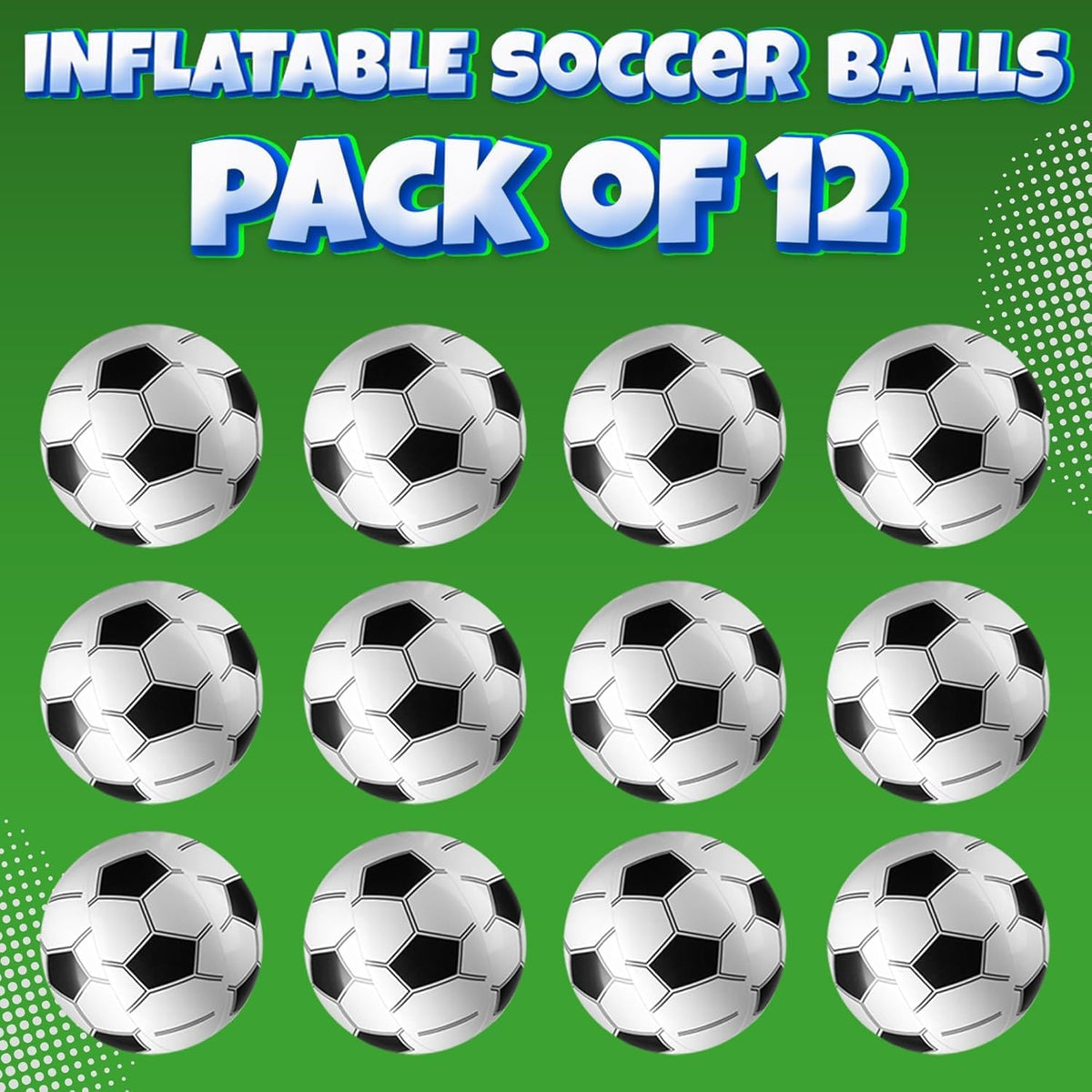 12-Pack Inflatable Soccer Balls 16-inch, Soccer Party Beach Balls Bulk