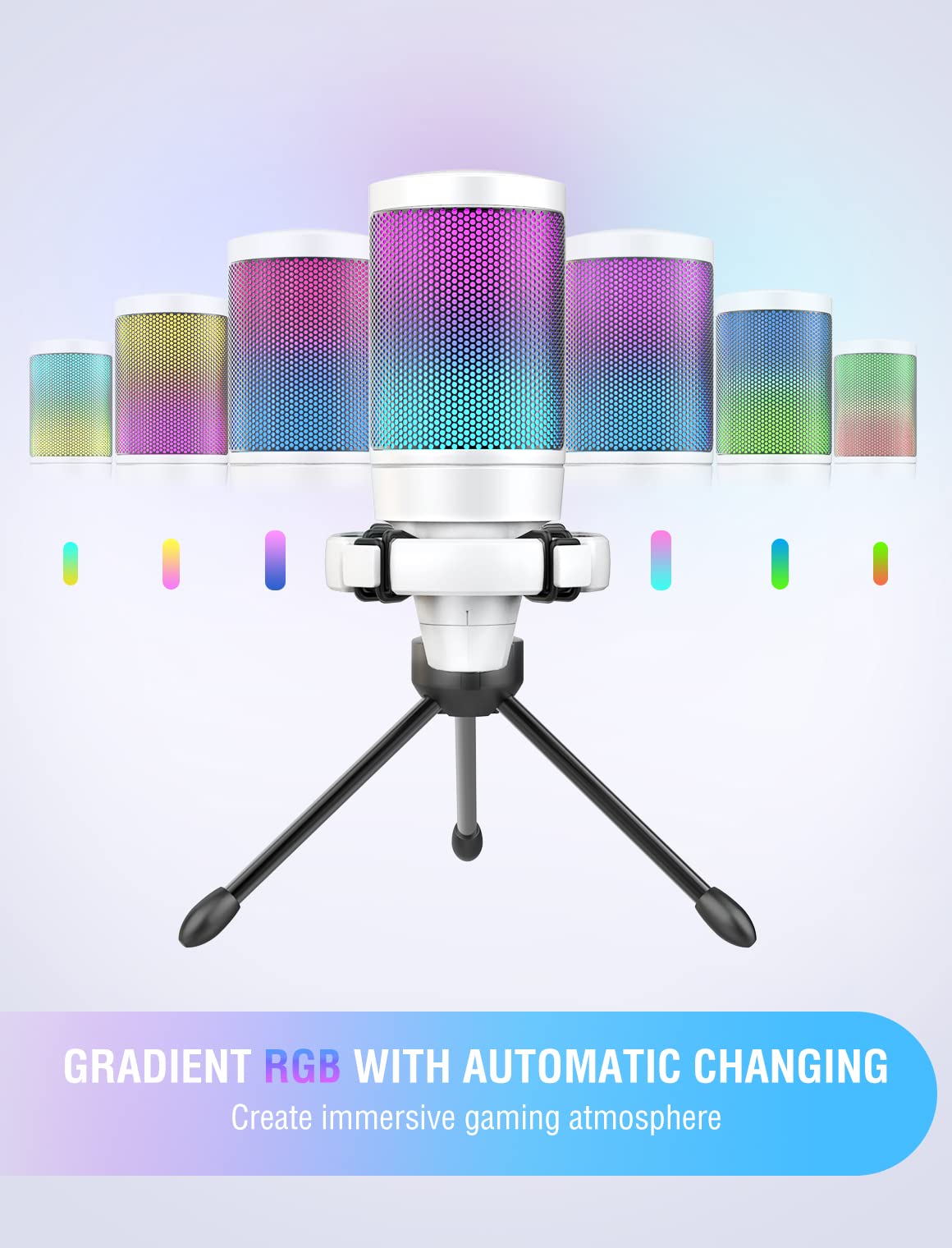 FIFINE AmpliGame A6V USB Gaming Microphone, Condenser RGB Mic for Streaming