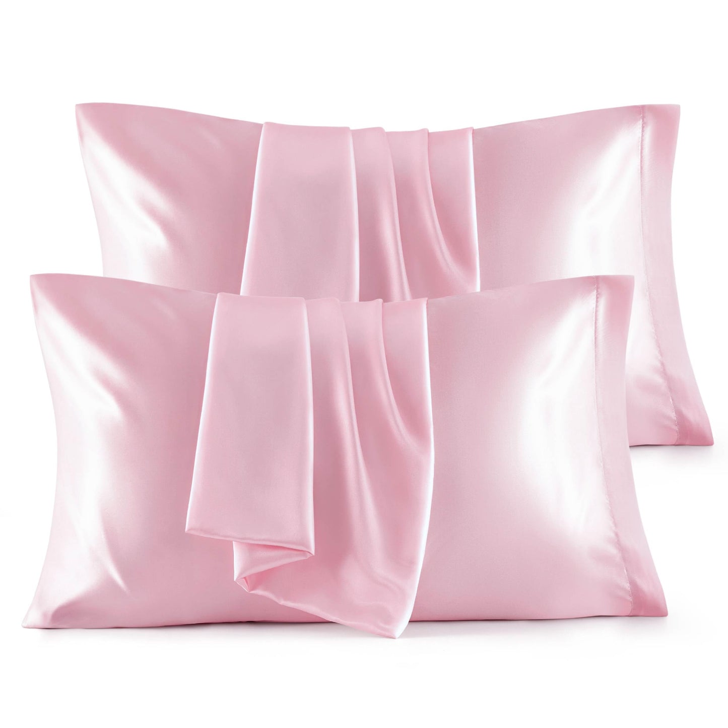 Bedsure Satin Pillowcase, Similar to Silk Pillow Cases Queen Size Set of 2, Cooling Pillow Case Covers with Envelope Closure, Room Decor Valentine Gifts for Women Men, Silver Grey, 20x30 Inches, 2pcs