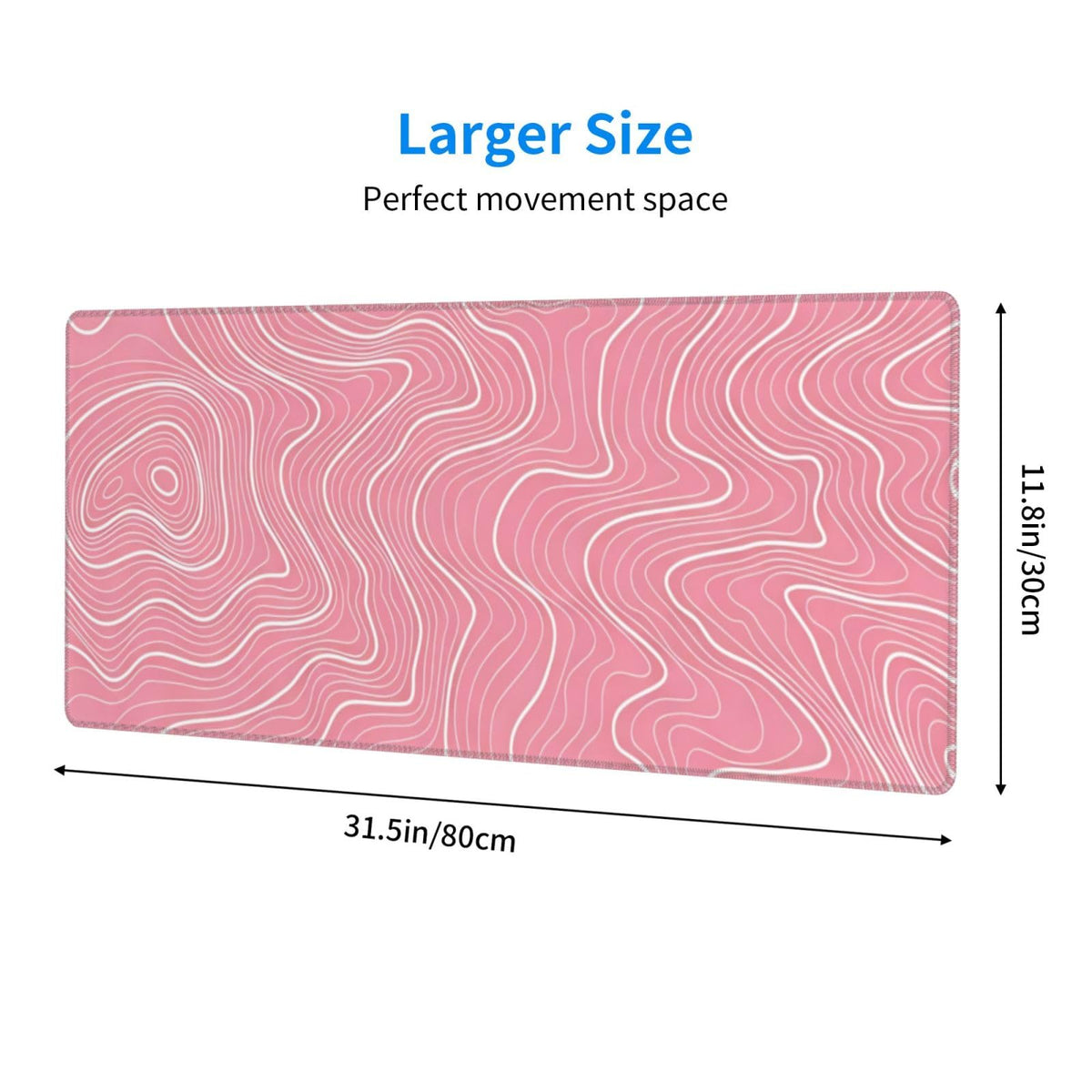 Gaming Mouse Pad, Large Black and Green Line Topographic Mousepad Laptop, Extended Mouse Mat, Long XL Waterproof Keyboard Pads, Big Non-Slip Mousepads for Game Office Home, 31.5 x 11.8 in