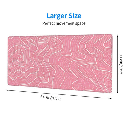 Gaming Mouse Pad, Large Black and Green Line Topographic Mousepad Laptop, Extended Mouse Mat, Long XL Waterproof Keyboard Pads, Big Non-Slip Mousepads for Game Office Home, 31.5 x 11.8 in