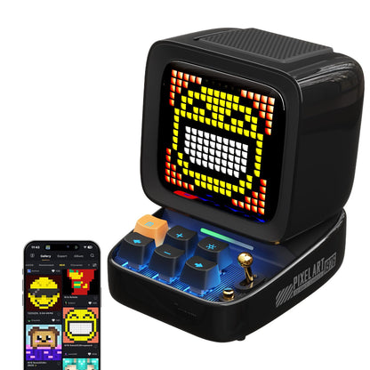 Divoom Ditoo Retro Pixel Art 15W Bluetooth Speaker,Cute Speaker with Alarm,White Noise & Mini Games,Iconic Desk Setup Speaker with 16X16 LED App Controlled Front Screen,Gifts for Anyone (Pink)