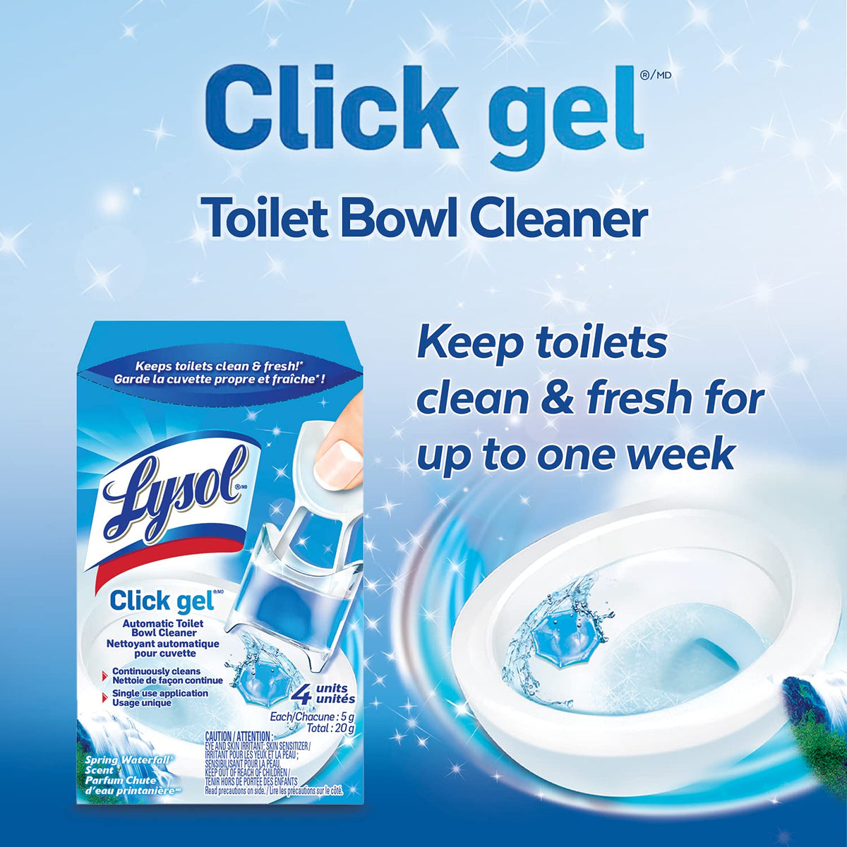 Lysol Click Gel Toilet Bowl Cleaner, Gel Stamp, Lavender, 6 Count