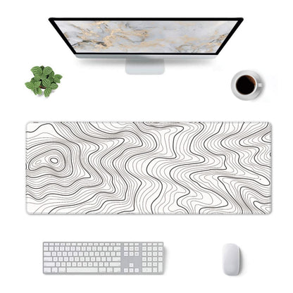 Gaming Mouse Pad, Large Black and Green Line Topographic Mousepad Laptop, Extended Mouse Mat, Long XL Waterproof Keyboard Pads, Big Non-Slip Mousepads for Game Office Home, 31.5 x 11.8 in
