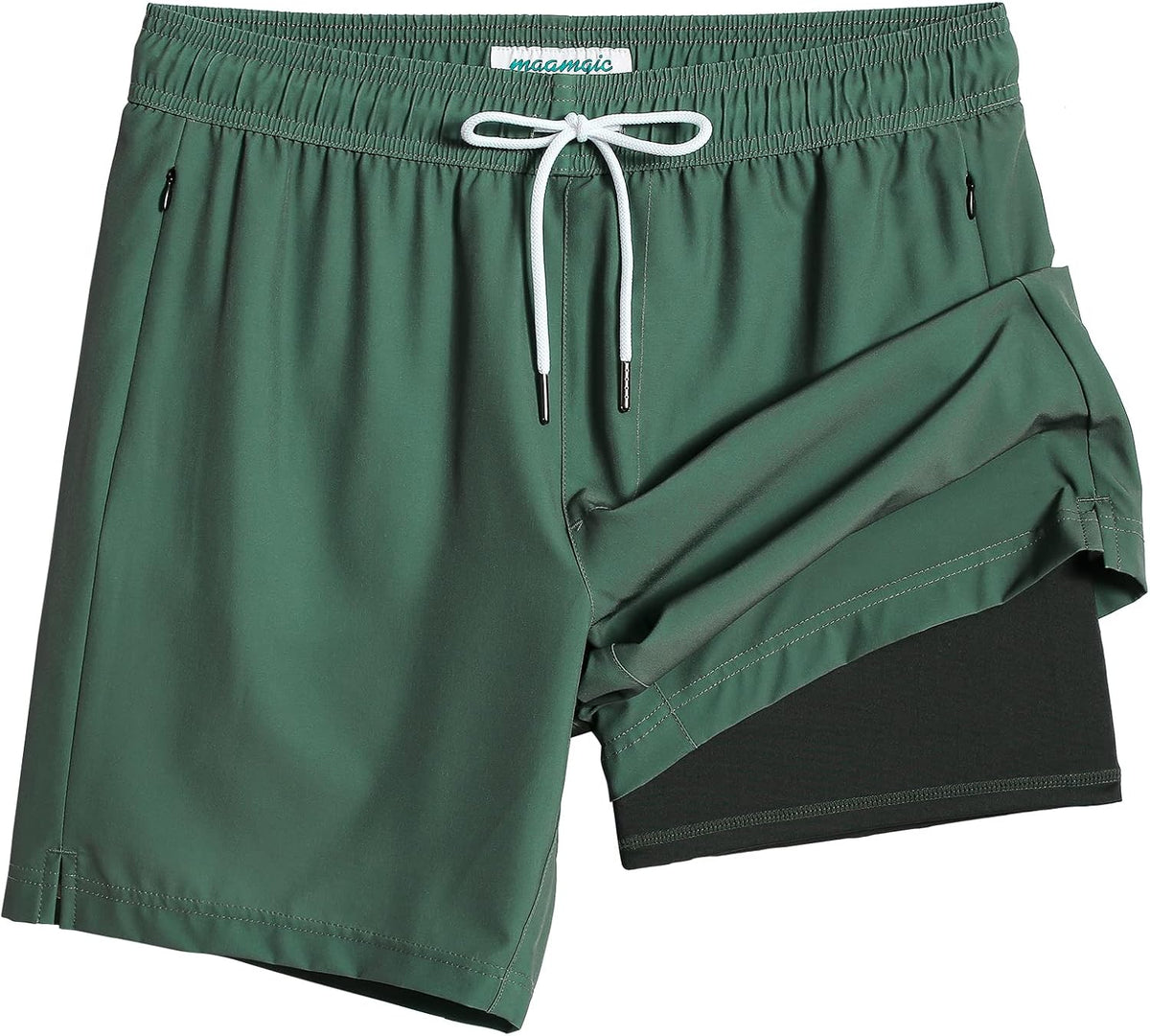 maamgic 2 in 1 Mens Swim Trunks 7 Inch Swim Shorts Swim Suits Board Shorts