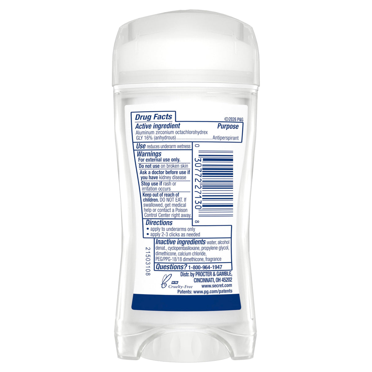 Secret Fresh Antiperspirant Deodorant for Women, 72hr Breathable Sweat & Odor Protection, Instant Freshness & Gentle, PH Balancing Minerals, Clear Gel, Relaxing Lavender Scent, 2.6 oz