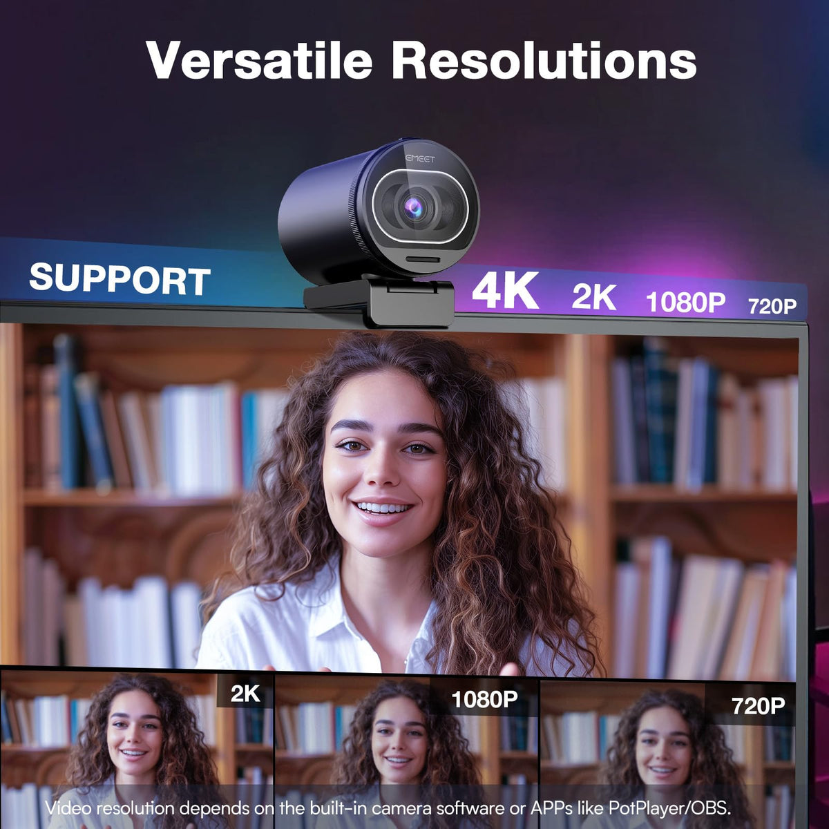 EMEET S600 4K Webcam for Streaming, Sony 1/2.55'' Sensor, PDAF Autofocus