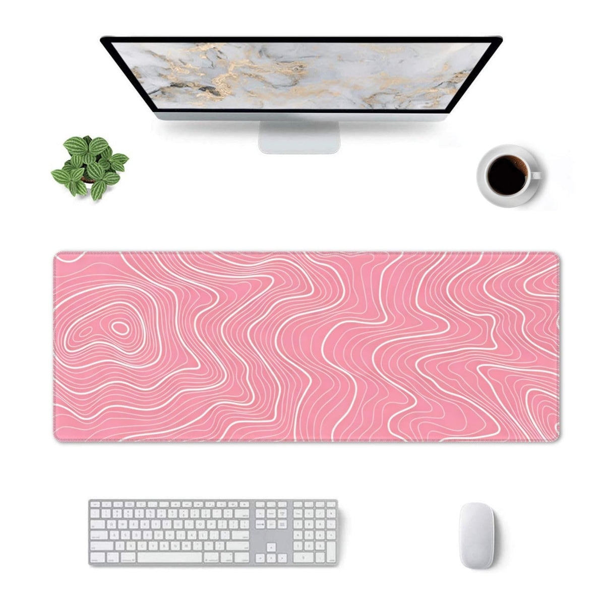 Gaming Mouse Pad, Large Black and Green Line Topographic Mousepad Laptop, Extended Mouse Mat, Long XL Waterproof Keyboard Pads, Big Non-Slip Mousepads for Game Office Home, 31.5 x 11.8 in