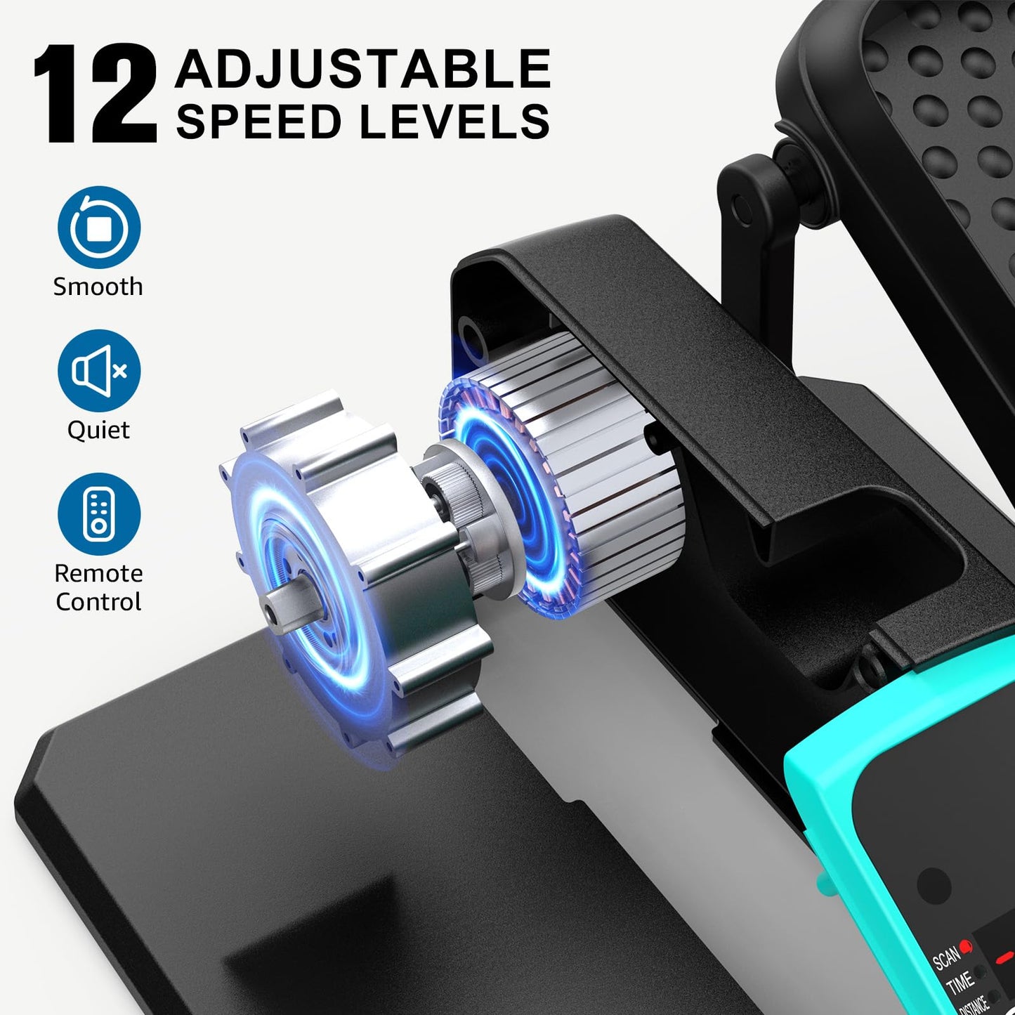 VIVURN-018 Under Desk Elliptical 12 Speed 5 Modes Mini Motorized Leg Exerciser While Sitting for Seniors As Seen on TV with Non-Slip Mat Quiet & Portable Electric Pedal Exerciser for Home and Office