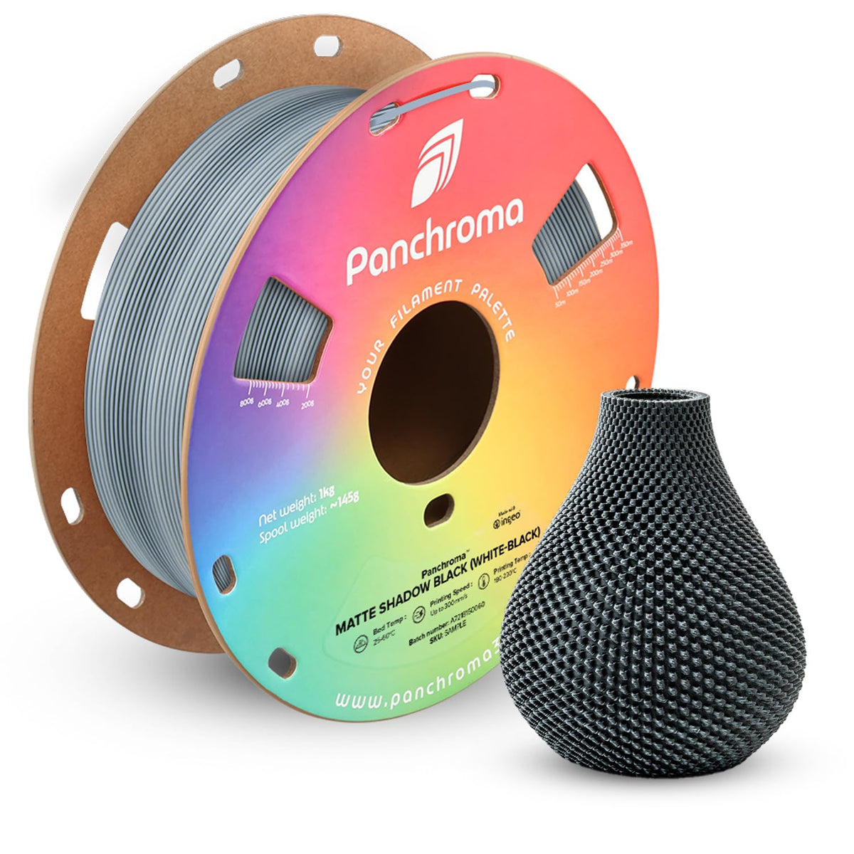 Polymaker Panchroma Matte PLA Filament 1.75mm, 1kg, Charcoal Black