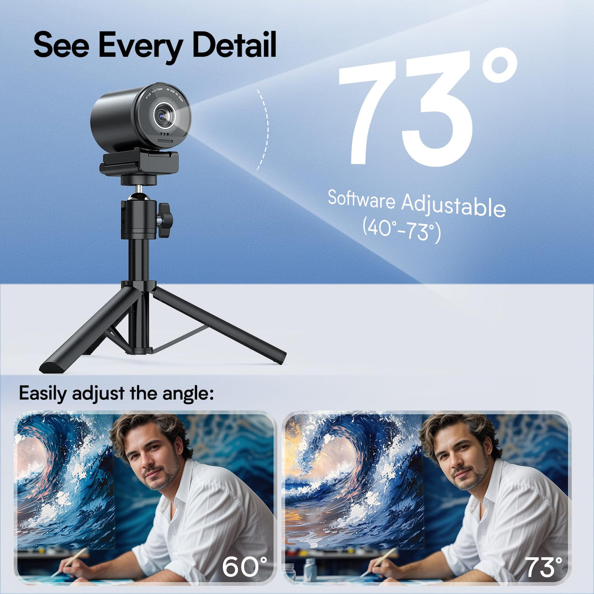 EMEET S600 4K Webcam for Streaming, Sony 1/2.55'' Sensor, PDAF Autofocus