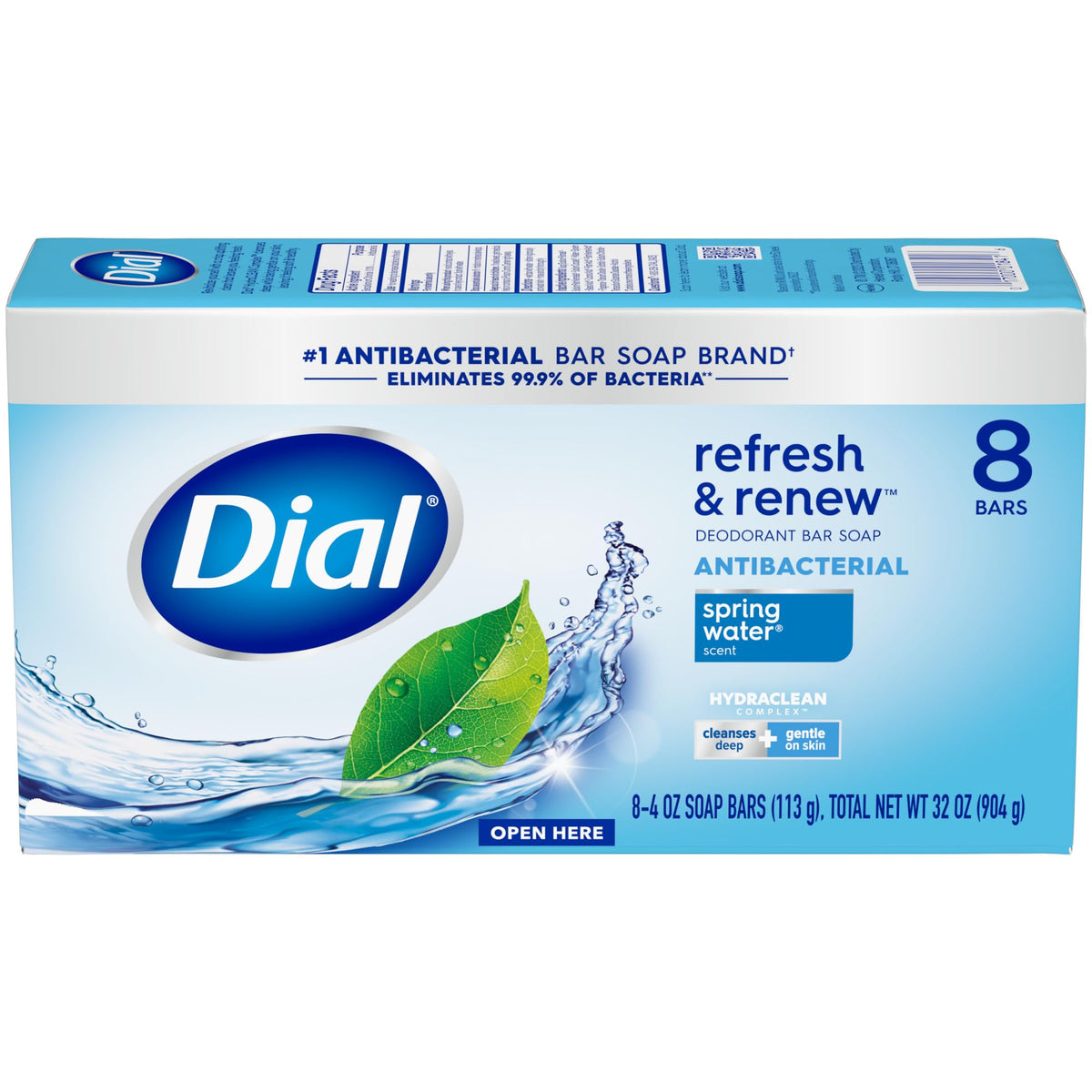 Dial Antibacterial Bar Soap, Calm & Soothe Lavender & Jasmine Deodorant Bar, 4oz (8 Bars)
