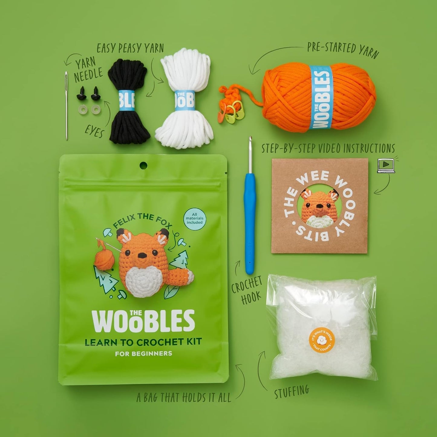 The Woobles Crochet Kit for Beginners - Easy Arts and Crafts Knitting & Crochet Animals Kit As Seen On Shark Tank - Pierre The Penguin