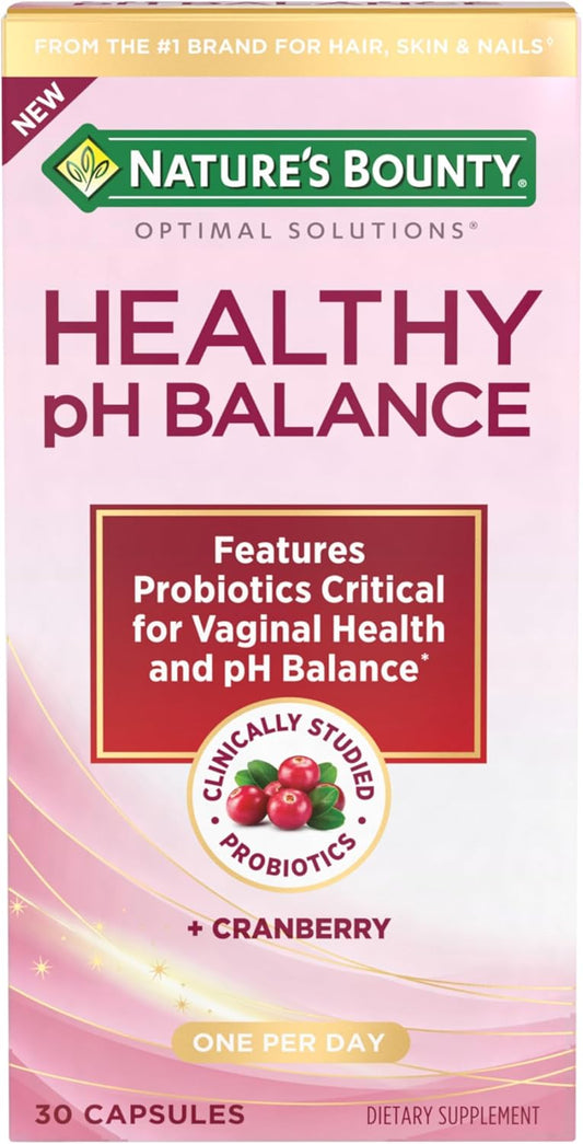 Nature's Bounty Probiotics for Women, Vaginal Probiotics for Healthy pH Balance, 2 Billion CFU, Clinically Studied Probiotics, Optimal Solutions pH Balance Pills, 30 Vegetarian Capsules