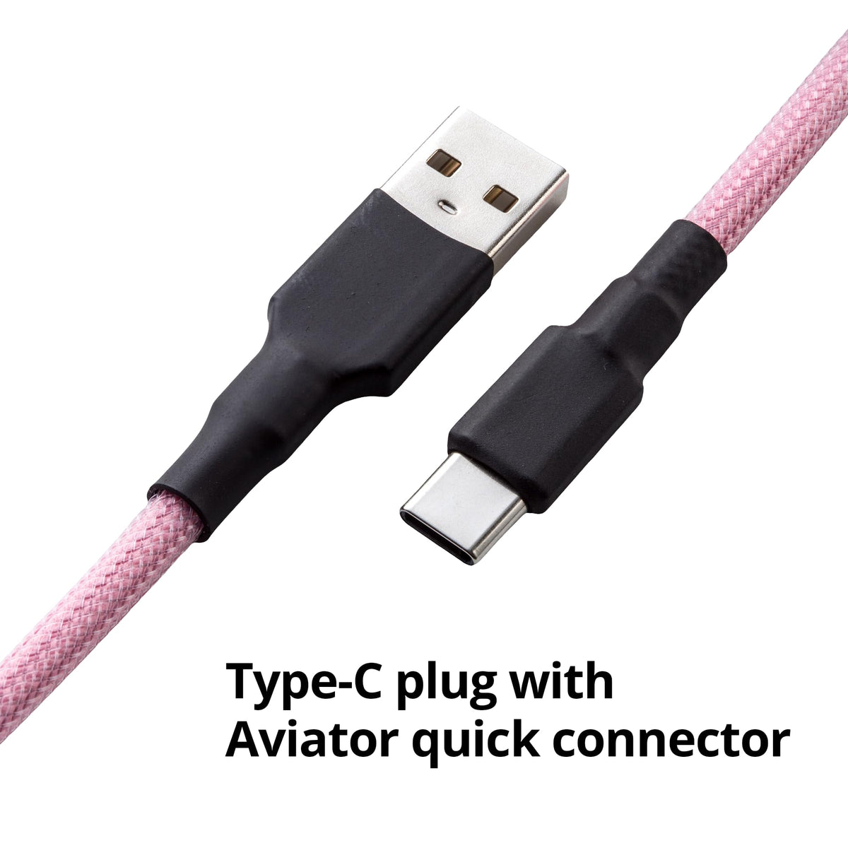 GUNMJO Pro Custom Coiled USB C Cable for Gaming Keyboard, Double-Sleeved Mechanical Keyboard Cable with Detachable Metal Aviator, 1.5M USB-C to USB-A, Carbon Black Color