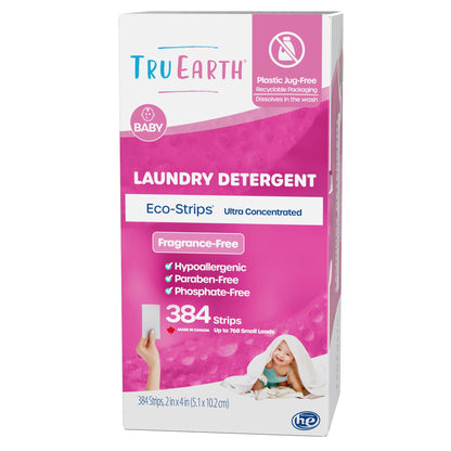 Tru Earth Compact Dry Laundry Detergent - Up to 128 Loads (64 Sheets) - Paraben-Free - Original Eco-Strip Liquidless Detergent, Travel - Fresh Linen | Packaging May Vary
