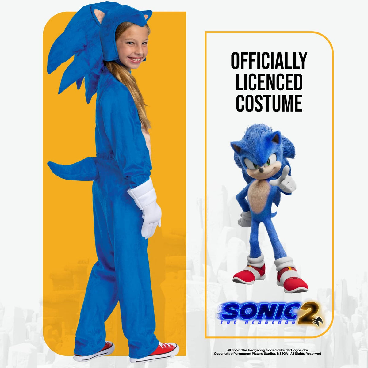 Sonic the Hedgehog Costume, Official Deluxe Sonic Movie Costume and Headpiece