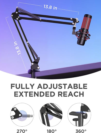 InnoGear Boom Arm Microphone Mic Stand for Blue Yeti Fifine HyperX, Black