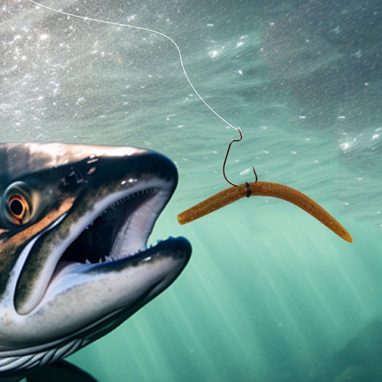 Senko Bait Soft Plastic Lures 5" Senkos 24 Pcs/100pcs for Wacky Rig Freshwater Fishing Green Pumpkin senko with Black Flake Pink Watermelon Double Color