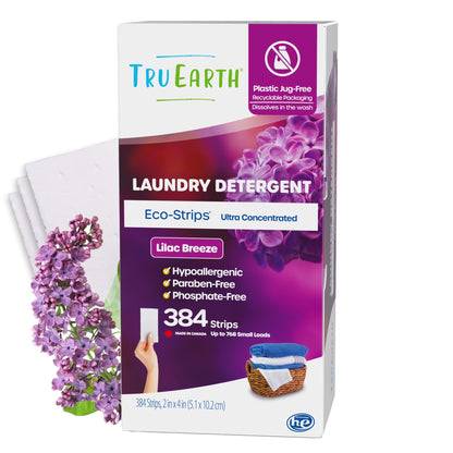 Tru Earth Compact Dry Laundry Detergent - Up to 128 Loads (64 Sheets) - Paraben-Free - Original Eco-Strip Liquidless Detergent, Travel - Fresh Linen | Packaging May Vary