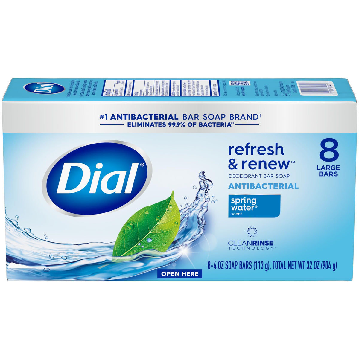 Dial Antibacterial Bar Soap, Calm & Soothe Lavender & Jasmine Deodorant Bar, 4oz (8 Bars)