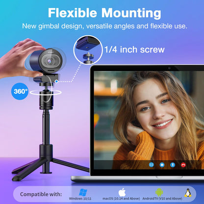 EMEET S600 4K Webcam for Streaming, Sony 1/2.55'' Sensor, PDAF Autofocus