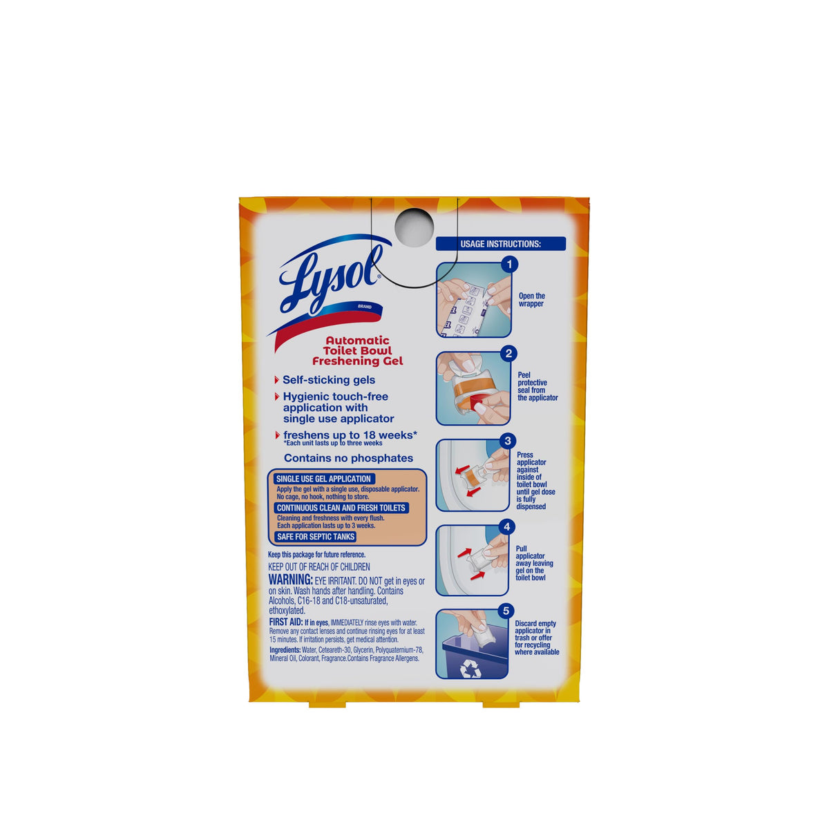 Lysol Click Gel Toilet Bowl Cleaner, Gel Stamp, Lavender, 6 Count