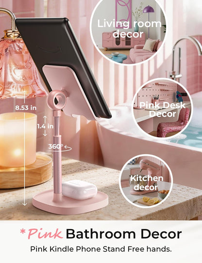 LISEN Desk Phone Stand Holder, iPhone Stand Pink Gifts for Women Girls