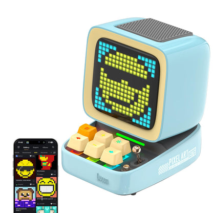 Divoom Ditoo Retro Pixel Art 15W Bluetooth Speaker,Cute Speaker with Alarm,White Noise & Mini Games,Iconic Desk Setup Speaker with 16X16 LED App Controlled Front Screen,Gifts for Anyone (Pink)