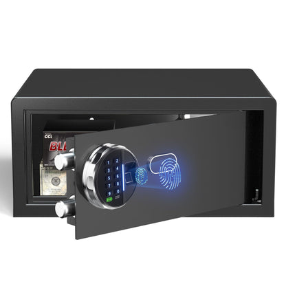 Grimtron Smart Biometric Safe - (0.80 cu. ft.) Fingerprint Lock Box with Silent Mode, Backlit Keypad and LED Light, Small Caja Fuerte with Anti-Rust and Anti-Theft