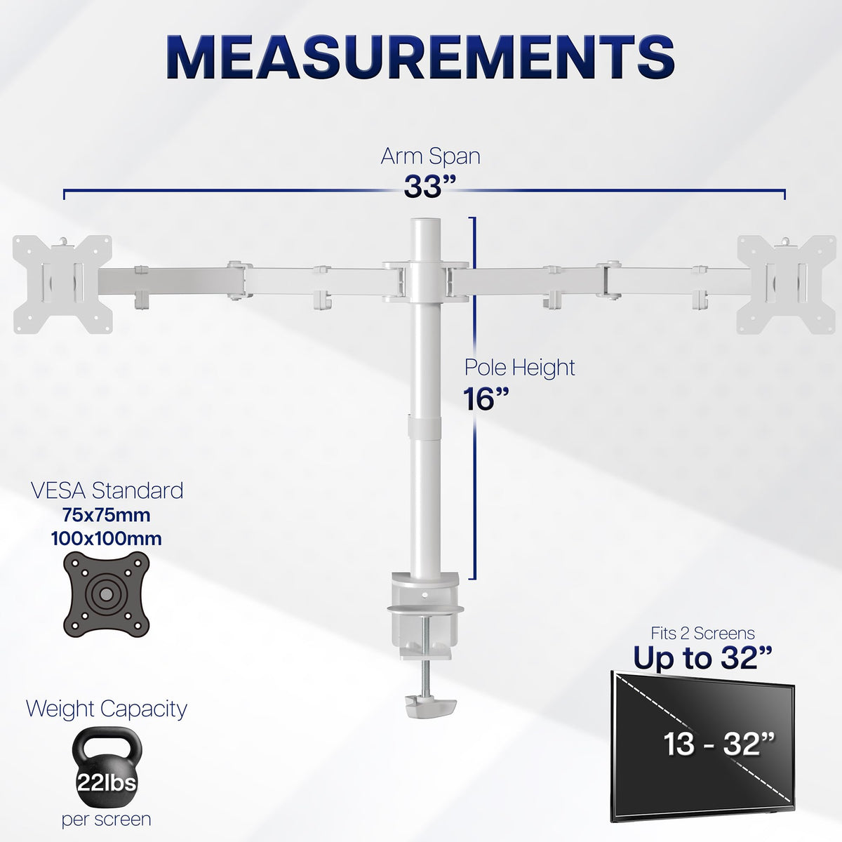 VIVO Dual Monitor Desk Mount, Holds 2 Computer Screens up to 30 inches and 22lbs Each, Heavy Duty Fully Adjustable Steel Stand with C-Clamp and Grommet, Black, STAND-V002