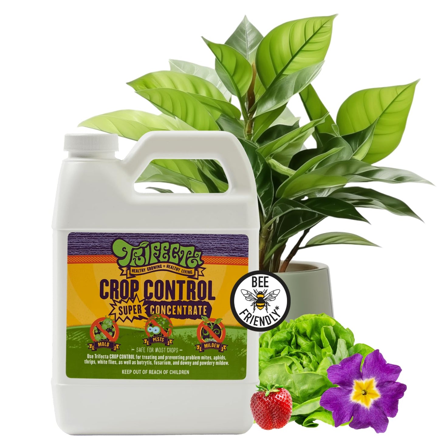 Trifecta Crop Control Ready to Use Maximum Strength Natural Pesticide, Fungicide, Miticide, Insecticide, Help Defeat Spider Mites, Powdery Mildew, Botrytis and Mold on Plants 32 OZ Size