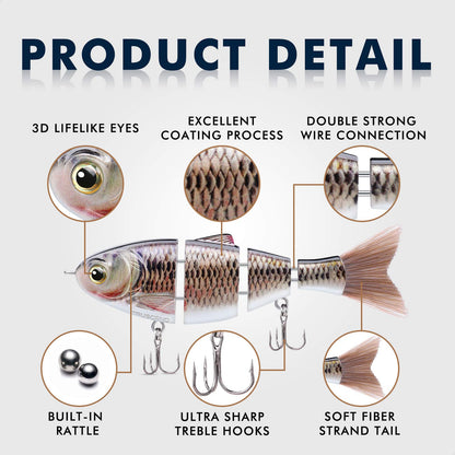 TRUSCEND Easy Catch Swimmax, Magic Noisy Turbulent Wiggling and Vibrating Action for More Bites, Lifelike Fishing Lures for All Species, Swimbait for Relax Family Fishing, Must-Have for Lovely Anglers