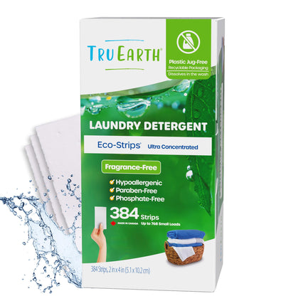 Tru Earth Compact Dry Laundry Detergent - Up to 128 Loads (64 Sheets) - Paraben-Free - Original Eco-Strip Liquidless Detergent, Travel - Fresh Linen | Packaging May Vary