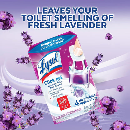 Lysol Click Gel Toilet Bowl Cleaner, Gel Stamp, Lavender, 6 Count