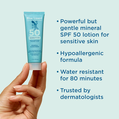 Blue Lizard Sensitive Mineral Sunscreen SPF 50 Sunscreen Lotion, 5 fl oz