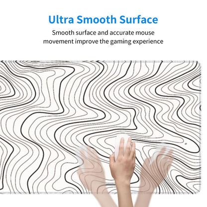 Gaming Mouse Pad, Large Black and Green Line Topographic Mousepad Laptop, Extended Mouse Mat, Long XL Waterproof Keyboard Pads, Big Non-Slip Mousepads for Game Office Home, 31.5 x 11.8 in