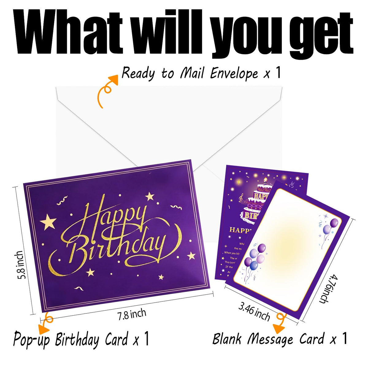 Pop Up Birthday Cards for Men, LED Light & Music Blow The Candle