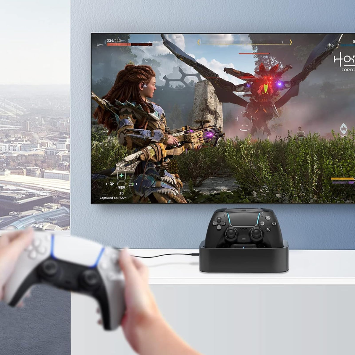 NEWDERY for PS5 Controller Charger Station Compatible with Dualsense Edge, Fast Charging Dock Stand with Cable, Dual Charging Station for PlayStation 5 & DualSense Edge Controller