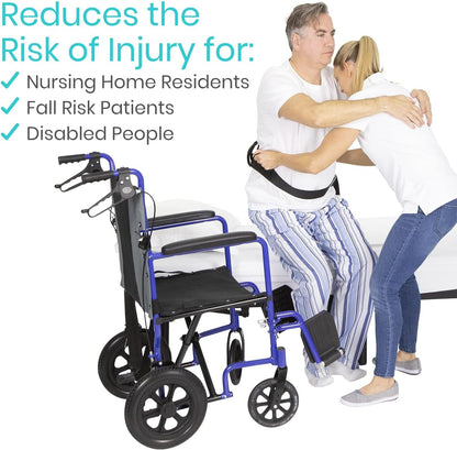 Vive Gait Belt (300lbs) Transfer Belt with Handles - Medical Nursing Safety Patient Assist - Bariatric, Elderly, Handicap, Physical Therapy - PT Gate Strap Quick Release Metal Buckle, Grabbing Teeth