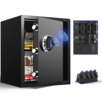 Grimtron Smart Biometric Safe - (0.80 cu. ft.) Fingerprint Lock Box with Silent Mode, Backlit Keypad and LED Light, Small Caja Fuerte with Anti-Rust and Anti-Theft