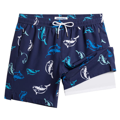 maamgic 2 in 1 Mens Swim Trunks 7 Inch Swim Shorts Swim Suits Board Shorts