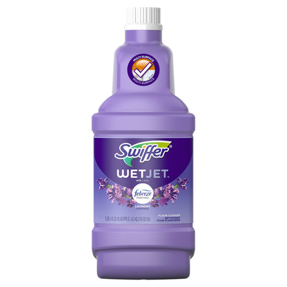 Swiffer WetJet Multi-Purpose Floor Cleaner Solution with Febreze Refill, Hardwood Floor Cleaner, Lavender Scent, 1.25 Liter -42.2 Fl Oz (Pack of 2)