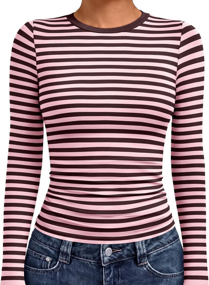 AUTOMET Womens Crew Neck Long Sleeve Shirts Compression Underscrubs Tops