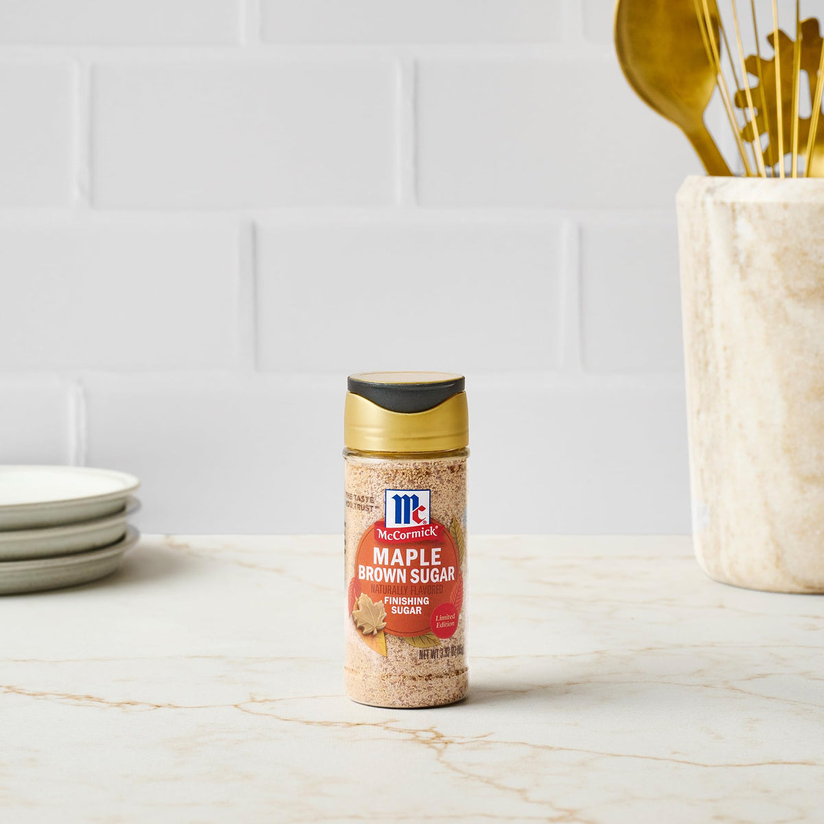 McCormick Finishing Sugar, Pumpkin Spice, Limited Edition, Sweet Blend of Warm Pumpkin Spices, The Perfect Finish for Cookies, Muffins, Pancakes, Bread, and More, 3.66 oz